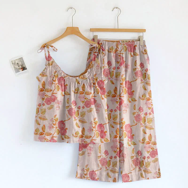 Contemporary Ownkoti Blush Floral Spaghetti Strap Loungewear High-Grade