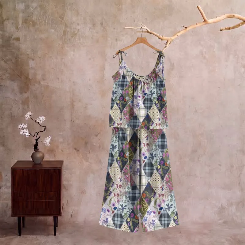 Proven Ownkoti Vintage Floral Patchwork Cami Loungewear Set Responsible