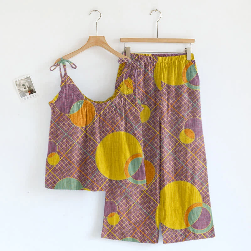 Minimalist Ownkoti Abstract Circle Camisole Pajama Set Reliable