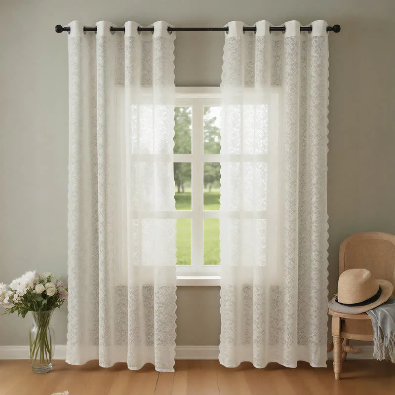 Original Design Ownkoti Grommet Top Airy Voile Lace Sheer Curtain Pure