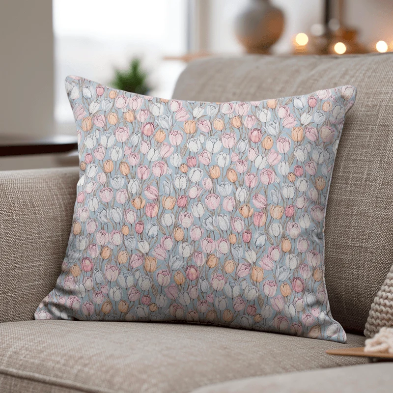 Premium Ownkoti Vintage Tulip Floral Throw Pillow Cover Secure