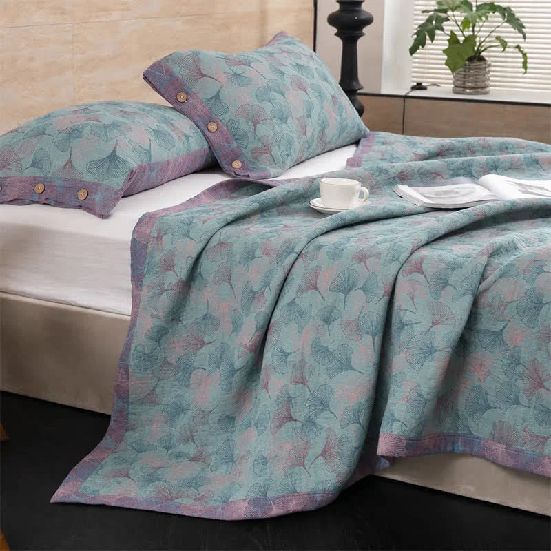Fast Ownkoti Muted Vintage Ginkgo Leaf Cotton Bedding Set Smart