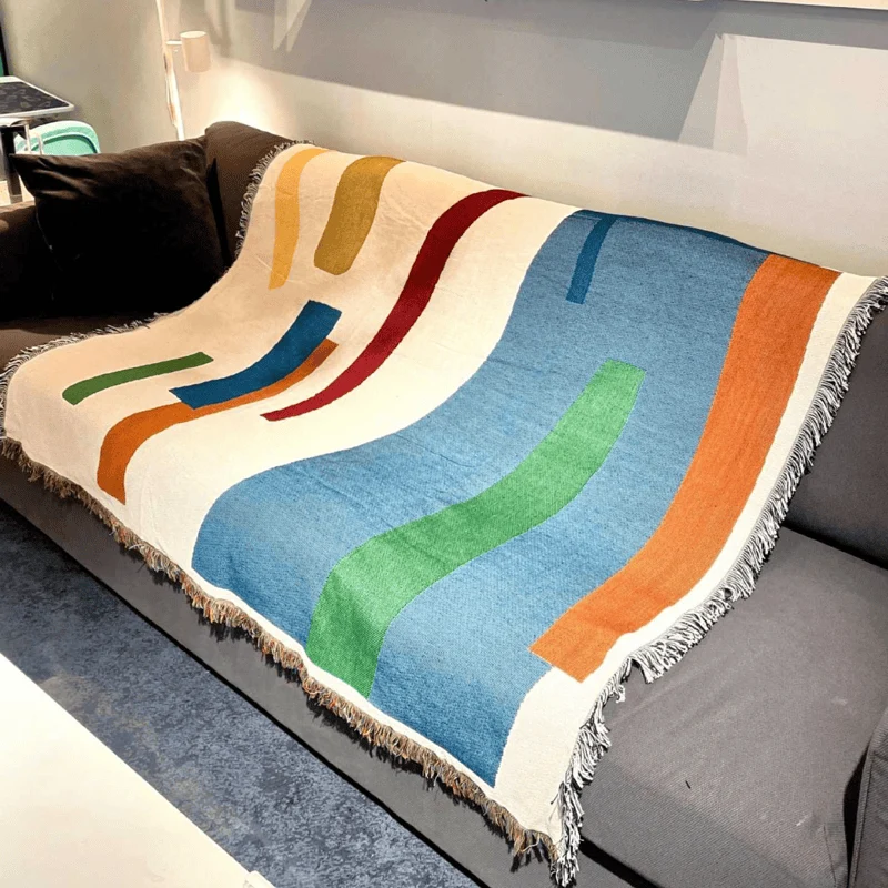 Elegant Ownkoti Artistic Geometric Fringed Tasseled Throw Luxury