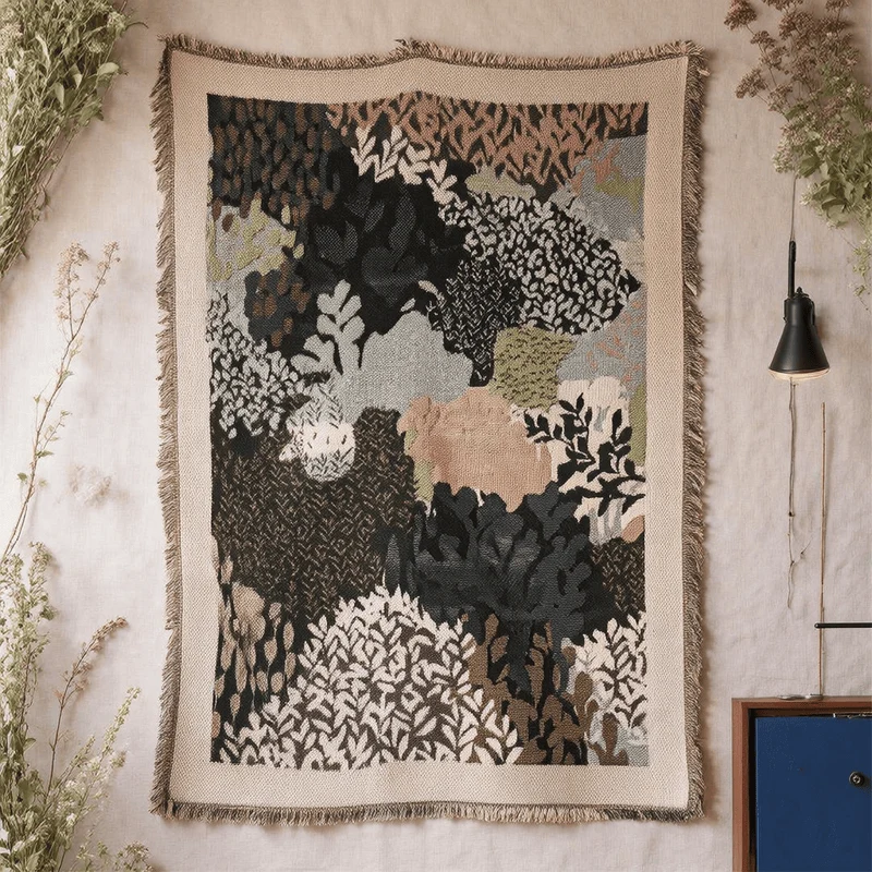 Healthy Ownkoti Abstract Forest Foliage Throw Blanket Solid