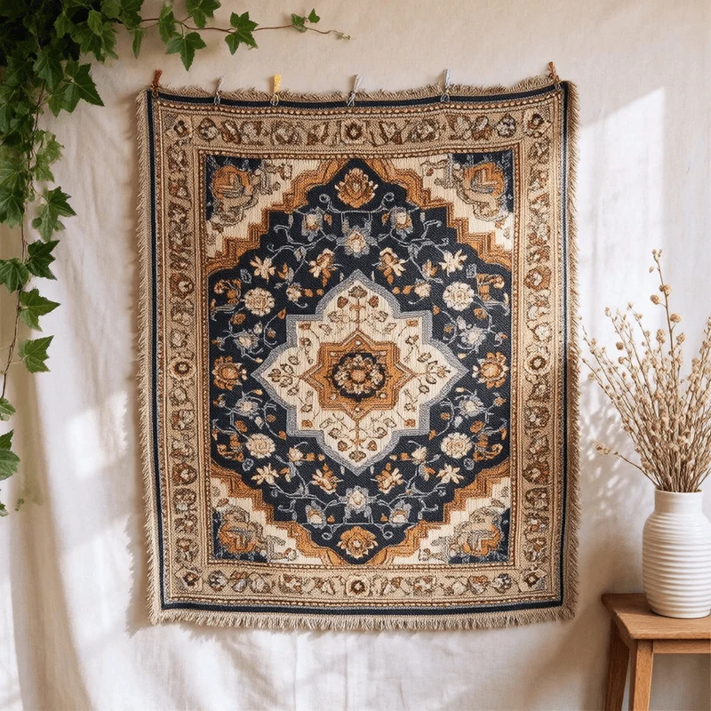 Pure Ownkoti Retro Persian Floral Medallion Fringed Throw Blanket Advanced