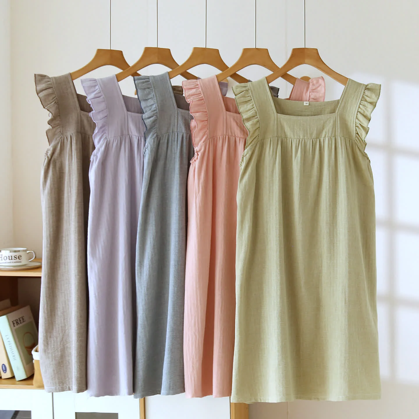 Efficient Ownkoti Cotton Square Neck Ruffle Lounge Dress Artisan