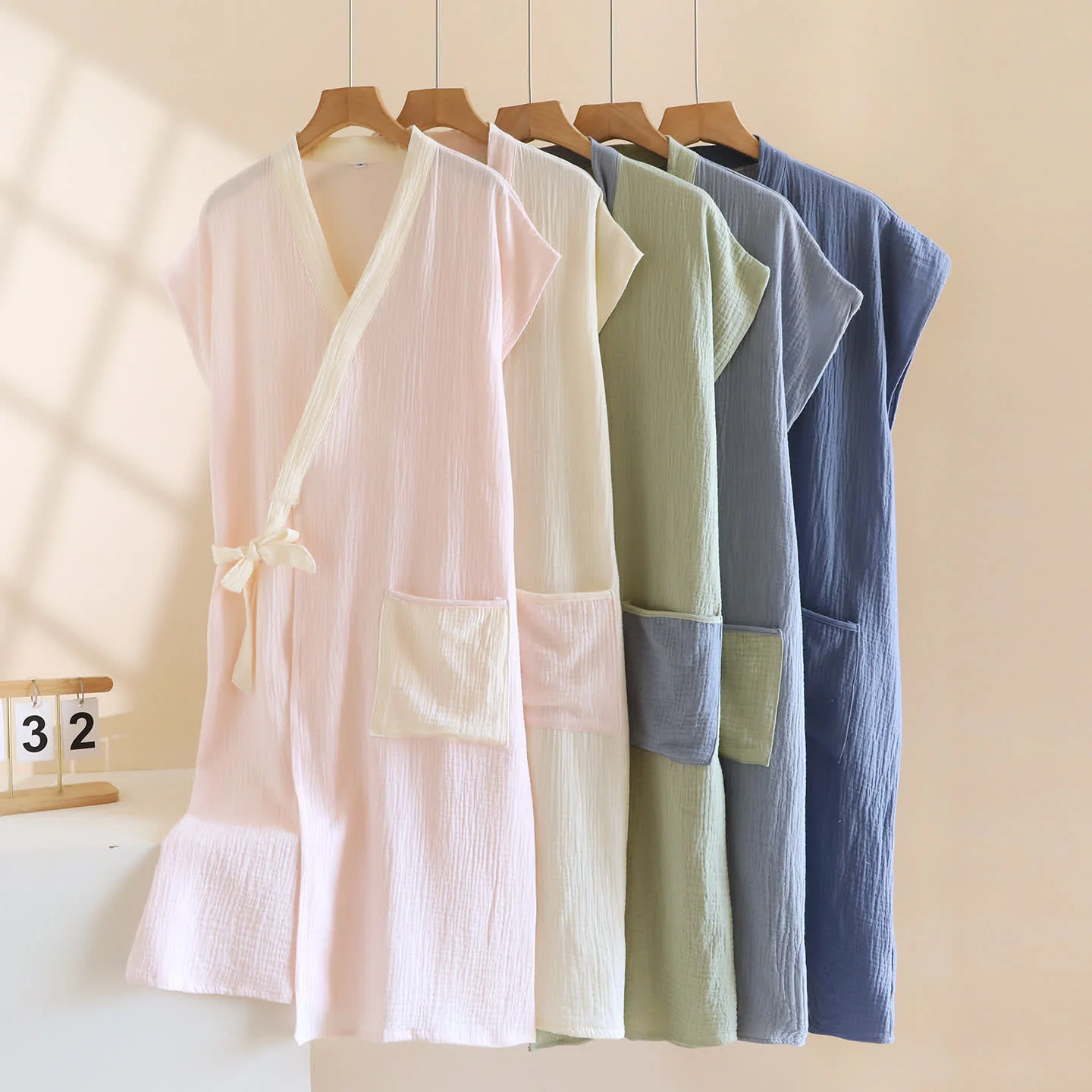 Organic Ownkoti Minimalist Cotton Kimono Wrap Homewear Robe Exclusive