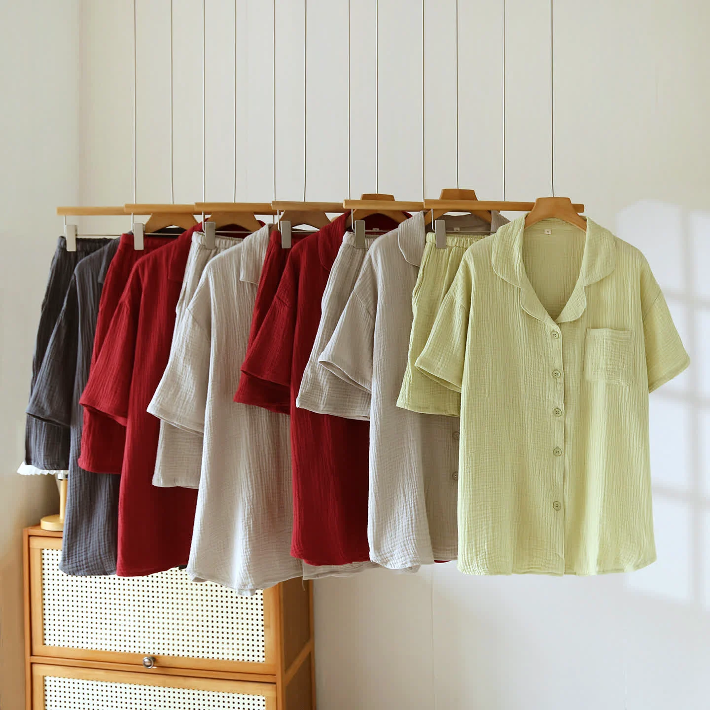 Refined Ownkoti Cotton Gauze Button Front Loungewear Set Powerful