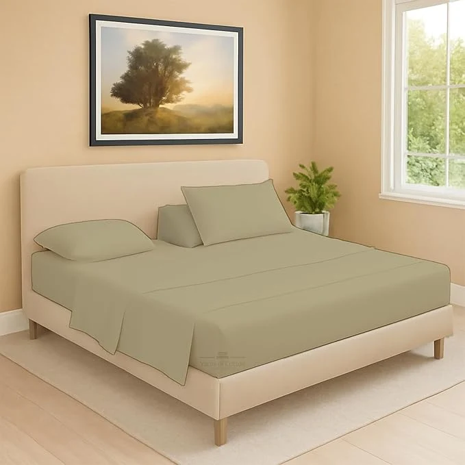Comfortable Split Head Flex 1 Qty Fitted Sheet for Adjustable Bed Queen 36 quot Split Down from The Top Egyptian Cotton 600 Thread Count 18 quot Deep Pocket Super Soft Wrinkle Beige Luxury