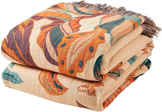 Smooth Boho Throw Blanket for Bed Cotton Soft Rustic Quilt Fall Blanket 80 quot 90 quot Floral Printed Farmhouse Decor Bed Blankets All Season Rustic Reversible Bohemian Throw Quilt Crafted