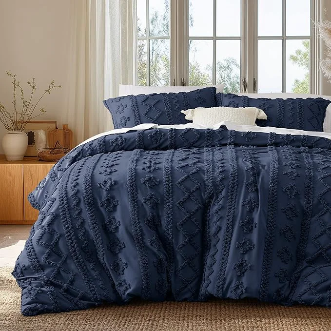 Smart Bedsure Boho Duvet Cover King Size Soft amp Comfortable Elegant Design Boho Bedding for Decoration Machine Washable Comforter Cover for All Seasons Includes 1 Duvet Cover amp 2 Pillow Shams Navy