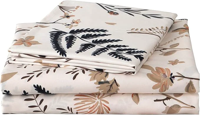 Fine JSD Boho Floral Printed Sheet Set King Size 4 Piece Soft Botanical Pattern Microfiber Sheets Extra Deep Pocket Prestigious