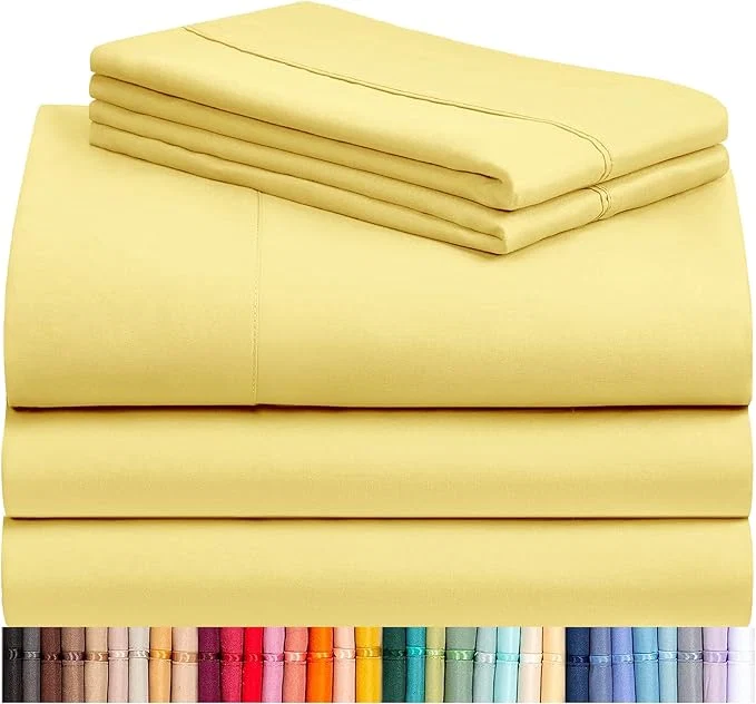 Artisan LuxClub 5 PC Sheet Set Bed Sheets Deep Pockets 16 quot Eco Friendly Wrinkle Cooling Machine Washable Hotel Bedding Silky Soft – Lemon Split King Premium