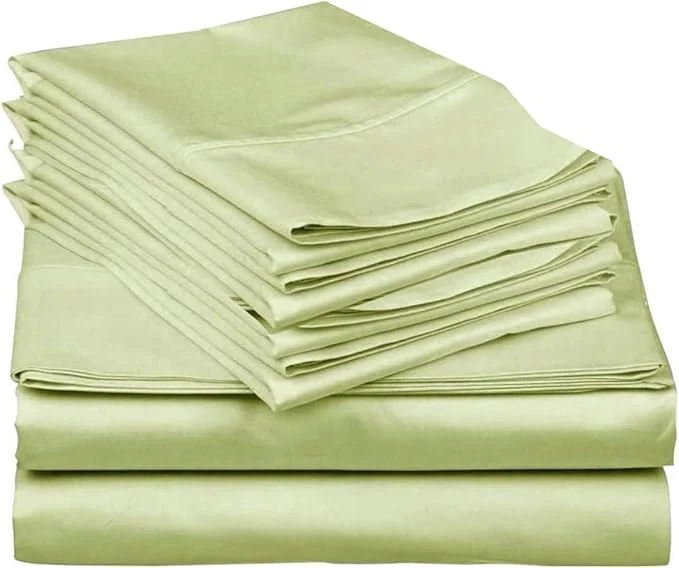 Clean Mattress-Homes Extra Deep Pocket 6 Piece Cal-King Sheet Set Hotel Luxury Collection Egyptian Cotton 21 quot Deep Fitted Sheet Soft Cool amp Breathable Bedding with 4 Pillowcases in Sage Solid Reusable