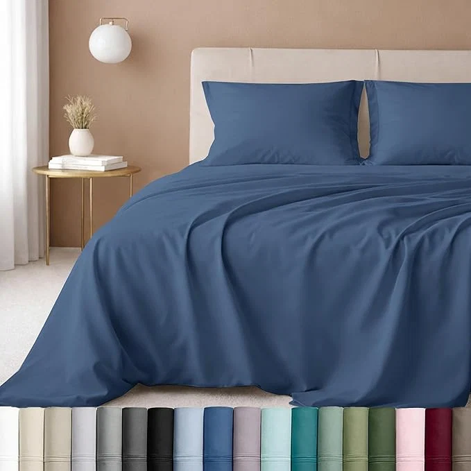 Unique California Design Den Luxury King Size Sheet Set – Cotton 600 Thread Count Deep Pocket King Sheets Hotel-Quality Bedding with Sateen Weave – Royal Navy Blue Fast