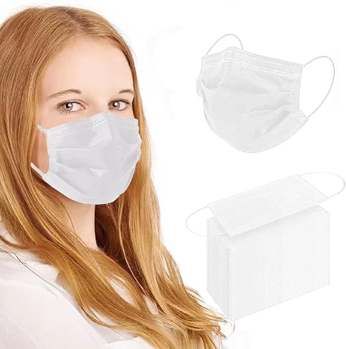 Smooth 100Pcs White Disposable Face Mask 3 Ply Masks Expertly Made