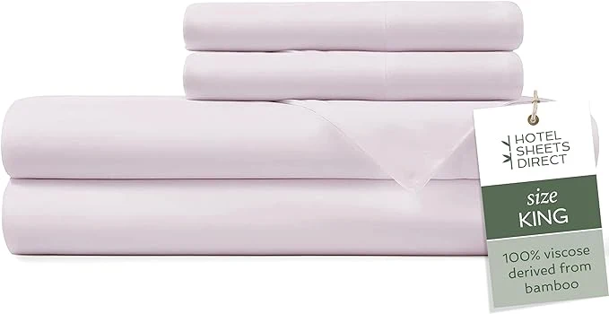 Responsible Hotel Sheets Direct 4 Piece Bed Sheet Set King Size Viscose Derived from Bamboo Sheets Set with 2 Pillowcases Cooling amp Breathable Luxury Bedding Moisture-Wicking amp Silky Soft Light Pink Genuine