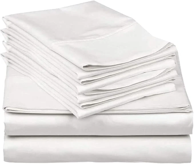 Dependable Mattress-Homes Premium Collection 7 PC Split Sheet Set Egyptian Cotton Crisp Fits Mattress Up to 18 quot DEEP Pocket King Size Machine Wash Extra-Soft Breathable Sheets in White Solid Practical
