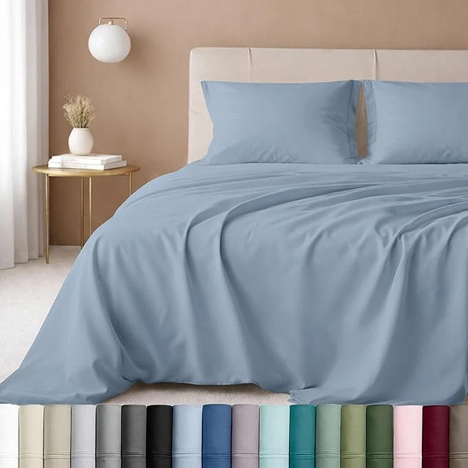 California Design Den Luxury Queen Size Sheet Set – Cotton 600 Thread Count Deep Pocket Queen Sheets Hotel-Quality Bedding with Sateen Weave – Blue Official