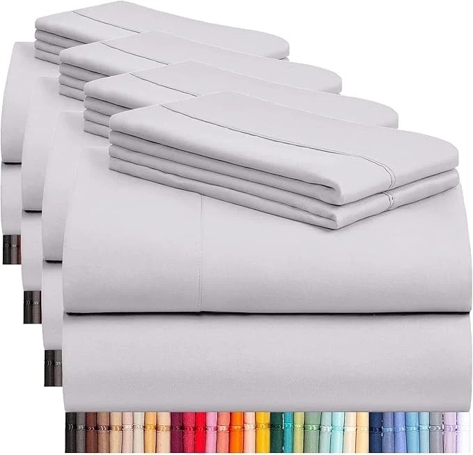 Dependable LuxClub 4 PC Sheet Set Bed Sheets Deep Pockets 16 quot Eco Friendly Wrinkle Cooling Machine Washable Hotel Bedding Silky Soft – Dove Gray Full Pack of 4 Next-Generation