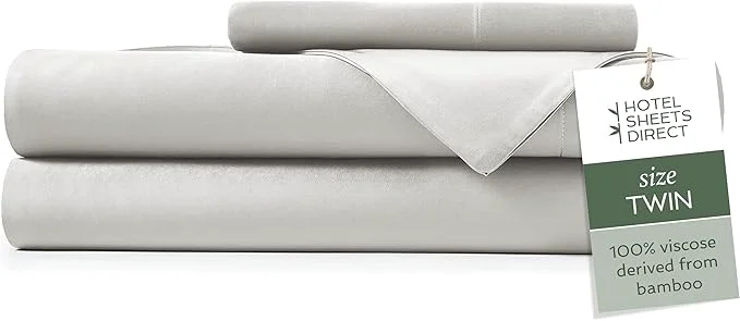 Comfortable Hotel Sheets Direct 3 Piece Bed Sheet Set Twin Size Viscose Derived from Bamboo Sheets Set with 1 Pillowcase Cooling amp Breathable Luxury Bedding Moisture-Wicking amp Silky Soft Light Gray Advanced