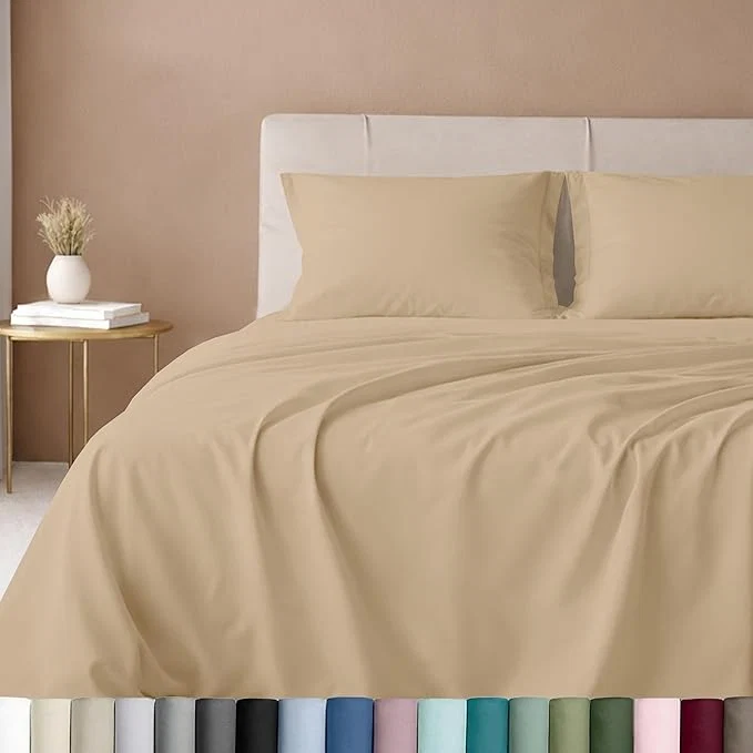 Functional California Design Den Twin Bed Sheets Cotton Sateen 600 Thread Count Soft Twin Sheet Set Bedding Sheets amp Pillowcases Golden Tan Safe