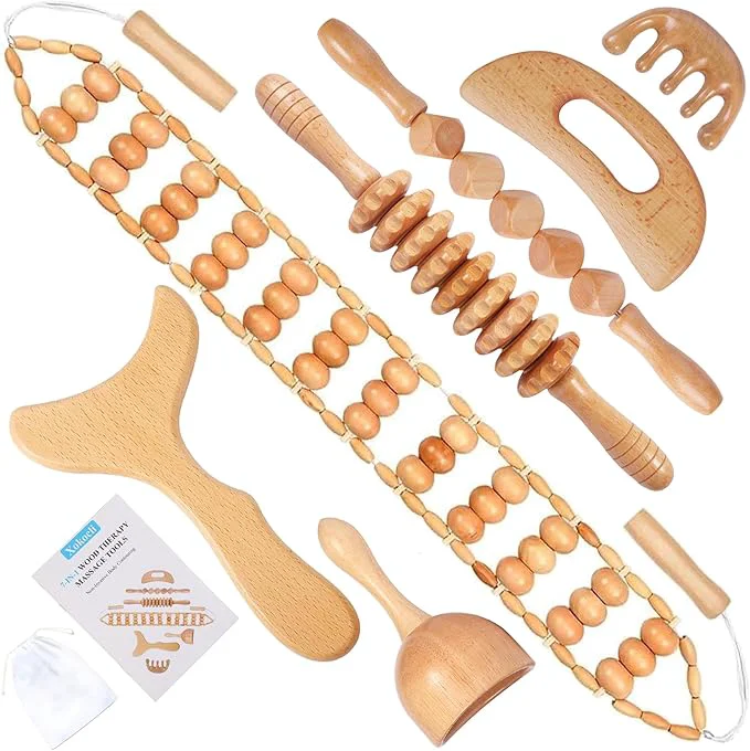 Optimized Xokocli 7-in-1 Wood Therapy Massage Tools Lymphatic Drainage Massager Functional