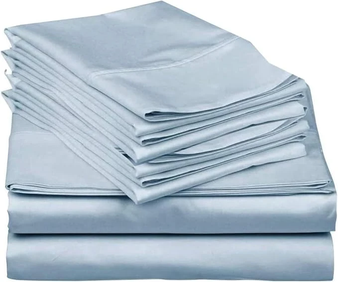 Trusted Mattress-Homes Extra Deep Pocket 6-Piece California King Sheet Set Hotel Luxury Egyptian Cotton Sheets with 21 quot Fitted Sheet Soft Cool amp Breathable Bedding with 4 Pillowcases Light Blue Solid Exclusive