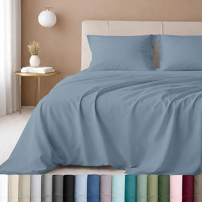 High-Quality CALIFORNIA DESIGN DEN 5-Star Hotel 600 Thread Count Cotton Sheets Set – Soft amp Smooth Queen Bedding Set with Deep Pockets Quality Beats Egyptian Cotton Claims Pastel Blue Stylish