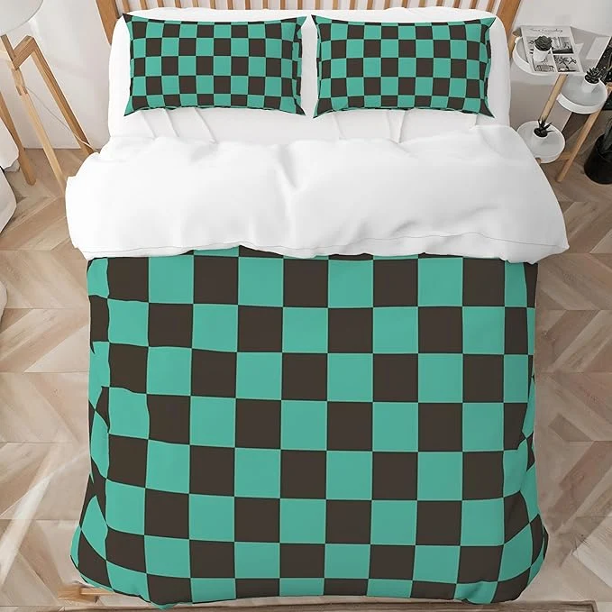 Safe INFLAG Anime Bedding Set – Soft Brushed Microfiber 68×90 Inches Duvet Cover Set 3 Piece 1 Duvet Cover with Zipper Closure and 2 Pillow Shams Twin Green Genuine