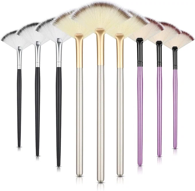 High-Performance 9 Pieces Facial Fan Mask Brushes Soft Facial Applicator Brushes Tools Detailed