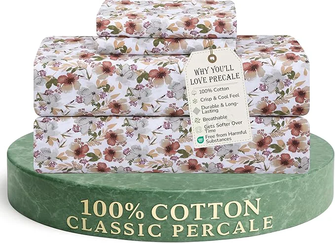 Efficient Feather amp Stitch Softest Cotton Sheets 300 Thread Count Percale Weave Bedding 16 quot Deep Pocket Cooling Sheets Breathable Bed Set Hotel Premium Quality Twin Florence Superior