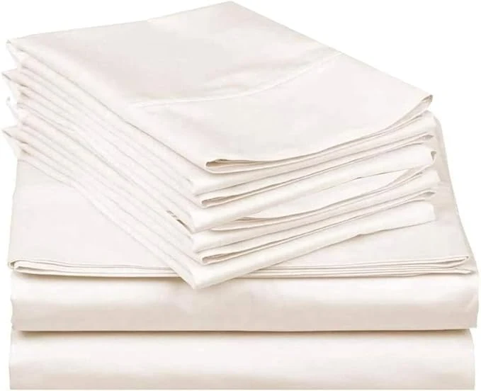 Stylish Mattress-Homes Extra Deep Pocket 6 Piece Full Sheet Set Hotel Luxury Collection Egyptian Cotton 21 quot Deep Fitted Sheet Soft Cool amp Breathable Bedding with 4 Pillowcases in Ivory Solid Next-Generation