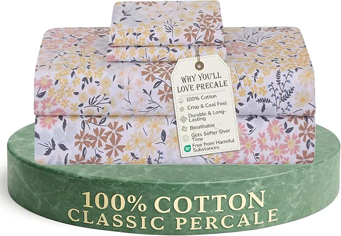 Specialty Feather amp Stitch Softest Cotton Sheets 300 Thread Count Percale Weave Bedding 16 quot Deep Pocket Cooling Sheets Breathable Bed Set Hotel Premium Quality Twin Victorian Floral Comfortable