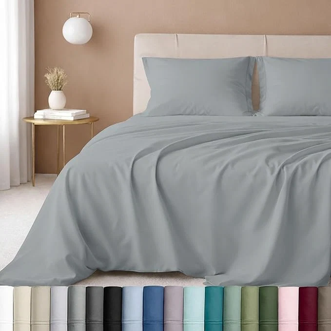 Efficient California Design Den Luxury Twin Sheet Set – Cotton 600 Thread Count Deep Pocket Twin Sheets Soft Hotel-Quality Bedding with Sateen Weave – Light Grey Dependable