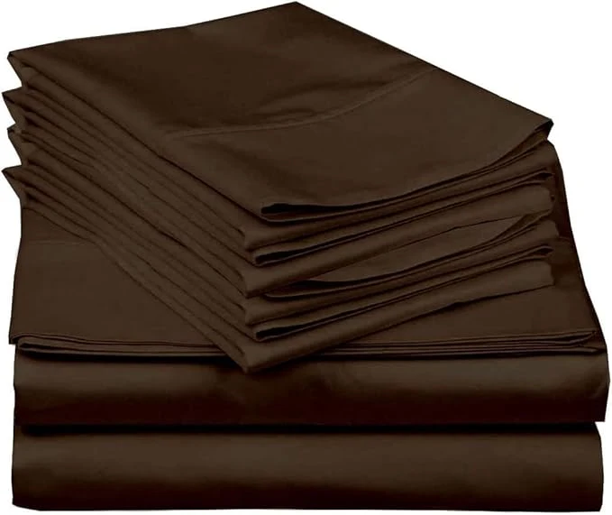 User-Friendly Mattress-Homes Extra Deep Pocket 6 Piece Cal-King Sheet Set Hotel Luxury Collection Egyptian Cotton 21 quot Deep Fitted Sheet Soft Cool amp Breathable Bedding with 4 Pillowcases in Chocolate Solid Dependable