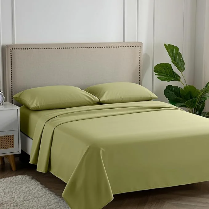 Stylish Carressa Linen Egyptian Cotton King Size Sheet Set – Luxury 600 Thread Count Egyptian Cotton Sheets King Size Herb Garden Silky Soft Cooling Sateen Weave 16 quot Deep Pocket Hotel Quality Sheets Authentic