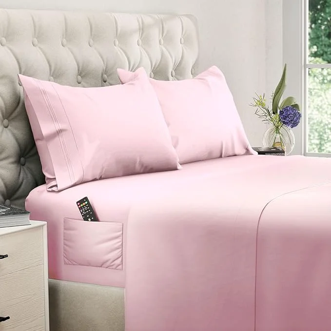 Prestigious DREAMCARE Queen Sheet Set – 4 pcs Cooling Sheets – up to 21 Deep Pocket Queen Sheets – Hotel Luxury Sheets amp Pillowcases – Superior Softness Fine Microfiber with Side Pocket Pink Responsible