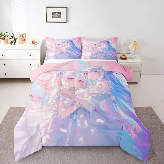 User-Friendly Erosebridal 3D Kawaii Girly Bedding Queen Size Japanese Girl Comforter Set for Kids Toddler Girls Cherry Blossoms Bedding Comforter Sets Watercolor Romance Duvet Set Happy Friendship Down Comforter Crafted
