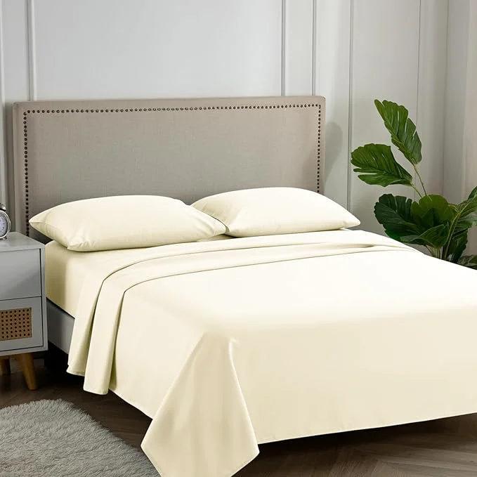 Proven Carressa Linen Egyptian Cotton King Size Sheets Set – 600 Thread Count Egyptian Cotton Queen Sheets King Size 4 PC Ivory Cream Soft Cooling 16 quot Deep Pocket Sateen Weave Luxury Bed Sheet Set Clean