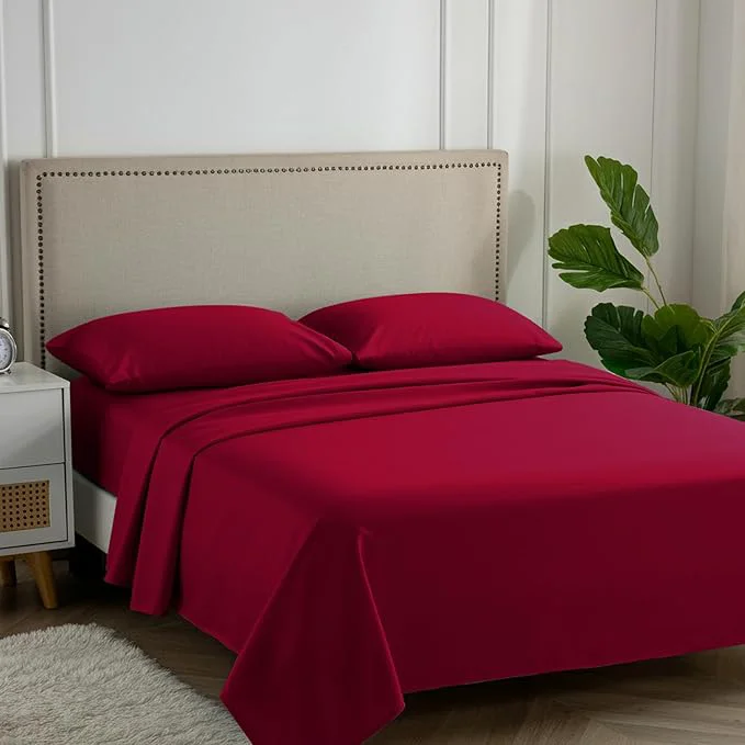 Versatile Carressa Linen Egyptian Cotton Queen Size Sheet Set – Luxury 600 Thread Count Egyptian Cotton Sheets Queen Size True Red Silky Soft Cooling Sateen Weave 16 quot Deep Pocket Hotel Quality Sheets Natural