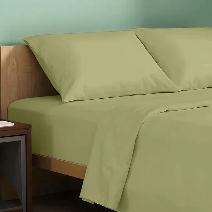 Elegant TEXAS LINEN CO. Organic Cotton Sheets California King Size – 4 PC Organic Cotton Cal King Size Percale Sheet Set Soft Cooling amp Crisp 16 quot Deep Pocket Hotel Quality Bedding Set – Sage Green Smooth
