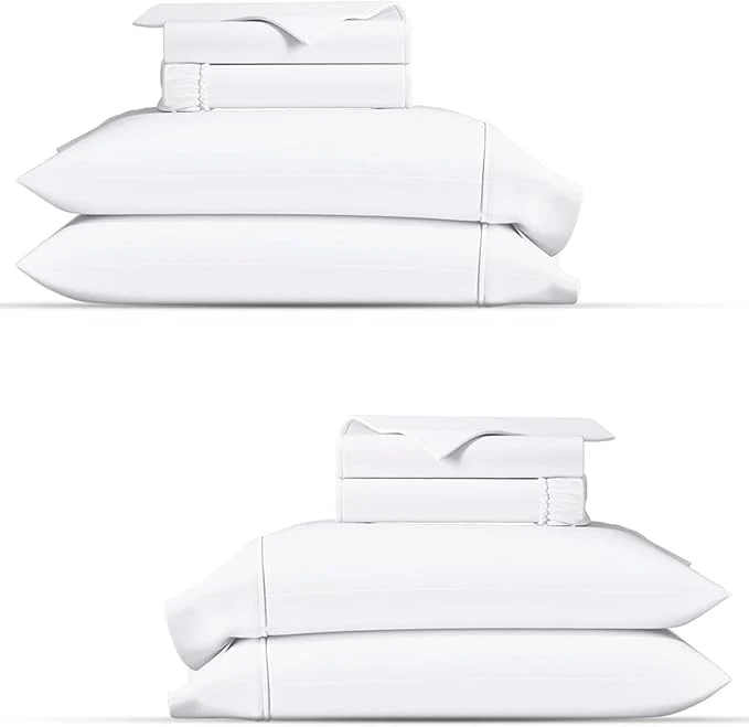 Durable TEXAS LINEN CO. Organic Cotton Percale Sheets Queen Size Pack or 2 – Soft amp Crisp Organic Cotton Sheets Queen Size 8 PC White 16 quot Deep Pocket Percale Weve Bed Sheet Set – GOTS Next-Generation