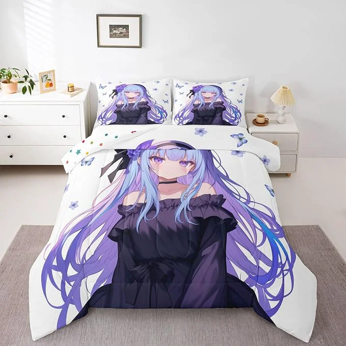Proven Erosebridal 3D Japanese Anime Girl Bedding Comforter Set Kawaii Decorations Cute Preppy Duvet Set Full First-Class