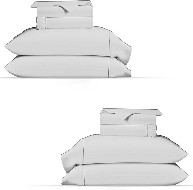 Relaxed TEXAS LINEN CO. Organic Cotton Percale Sheets Twin XL Size Pack or 2 – Soft amp Crisp Organic Cotton Sheets Twin XL Size 6 PC Light Grey Dorm Room Percale Weave Bed Sheet Set GOTS Easy-to-Use