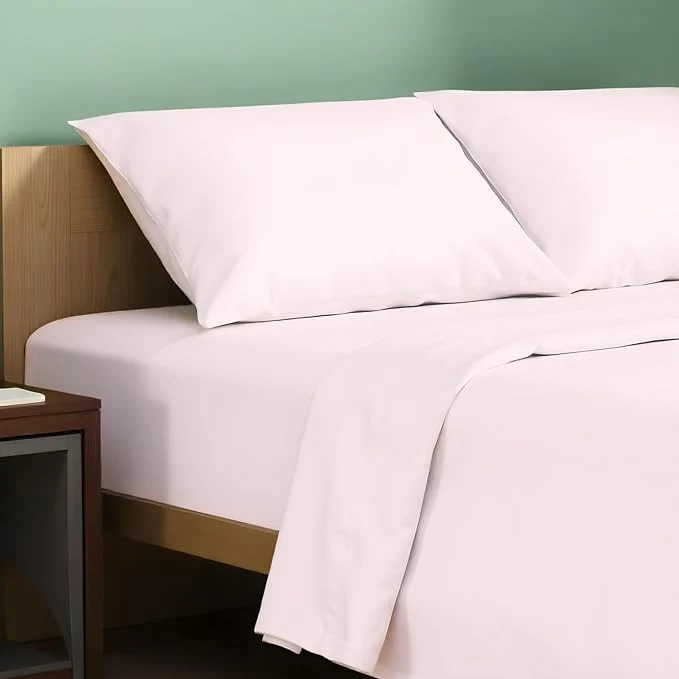 Top-Quality TEXAS LINEN CO. Organic Cotton Sheets Full Size – 4 PC Organic Cotton Full Percale Weave Sheet Set Soft Cooling Crisp amp Breathable 16 quot Deep Pocket Hotel Quality Bedding Set – Blush Smart