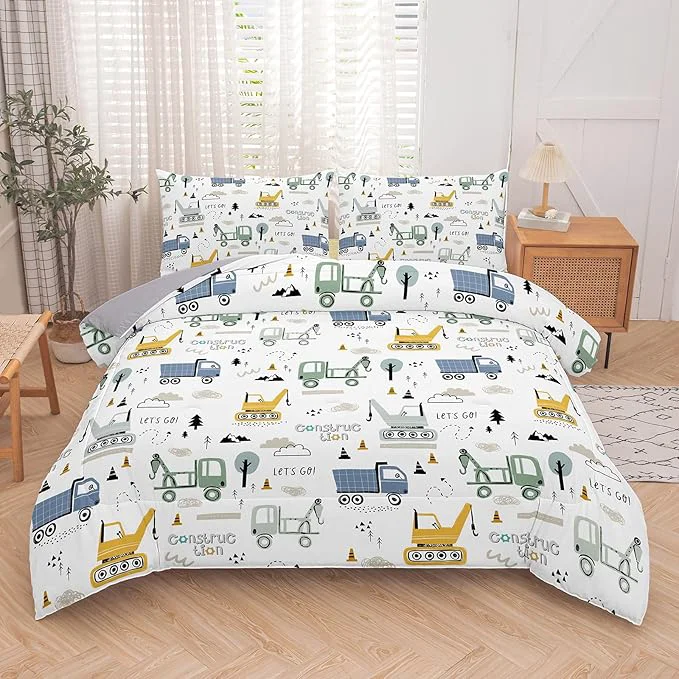 Efficient NINENINE Kids Construction Comforter Set Twin for Boys 2-Piece Kids Bedding Reversible Lightweight Microfiber Excavator Comforter Set for Boys with 1 Pillowcase Carefully Designed
