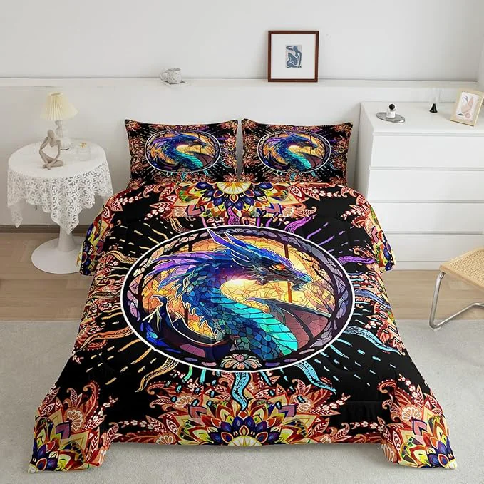 Proven Feelyou Dragon Comforter Set King Size Dragon Stuff Comforter for Boys Girls Teens 3D Print Animal Bedding Set Dragon Decor Duvet Set Room Decor Golden Quilt Set Reliable