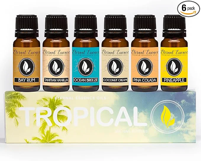 Reusable Eternal Essence Oils Tropical Set of 6 Premium Fragrance Oils Durable