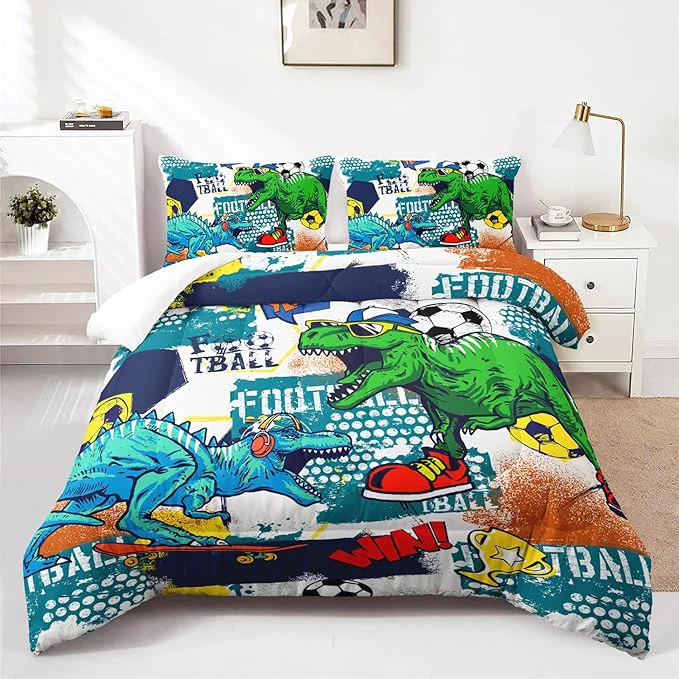Trendy Kid 39 s Dinosaur Comforter Set Cartoon World Animal Bedding Set Twin Size All Season Ultra Cozy Comforter Set 3 Pieces with 2 Pillowcases for Adults Teens Boys Girls Artisan
